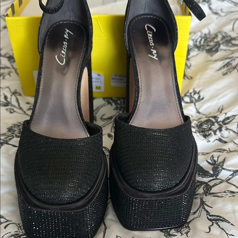 Circus by Sam Edelman black rhinestone platform heels
